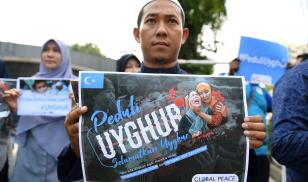 Kuala Lumpur – July 5, 2019 – People take part in an event in front of the Chinese embassy in Kuala Lumpur in solidarity with the Uighur community in China and to commemorate the 10th anniversary of the riots in Urumqi that left nearly 200 people dead.