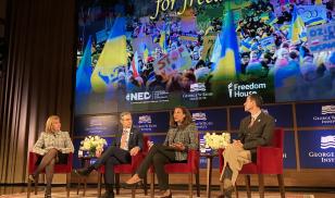 iscussion about the global struggle for freedom at the George W. Bush Institute in Dallas on Nov. 16, 2022.