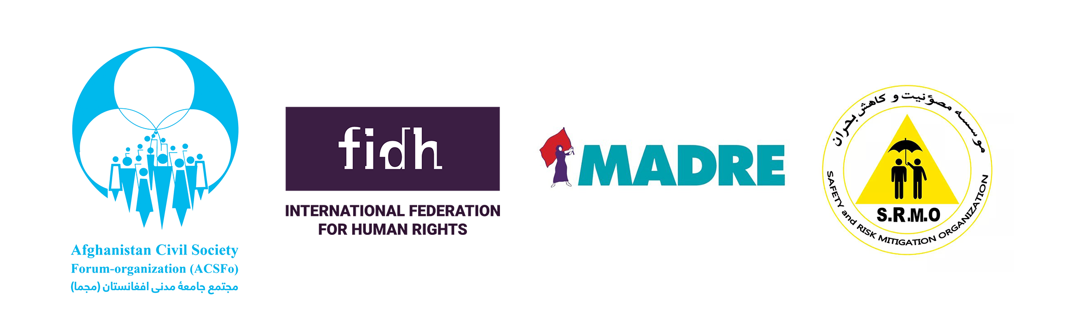 AHRCMPartnersLogo The other founders include: the Afghan Civil Society Forum (ACSF), the Safety and Risk Mitigation Organization (SRMO), MADRE, and the International Federation for Human Rights (FIDH).